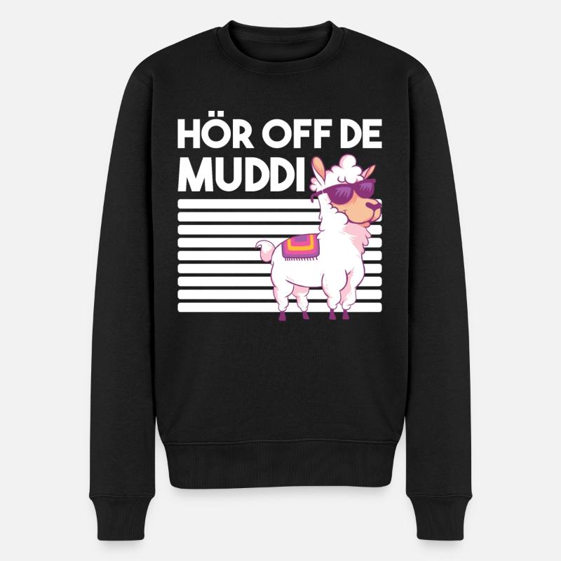 DDR Lama Alpaka Sprüche Geschenk - Männer Premium Bio Pullover - Schwarz