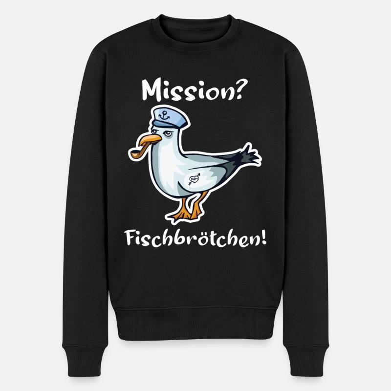 maritime Möwe norddeutsch Sprüche Geschenk - Männer Premium Bio Pullover - Schwarz