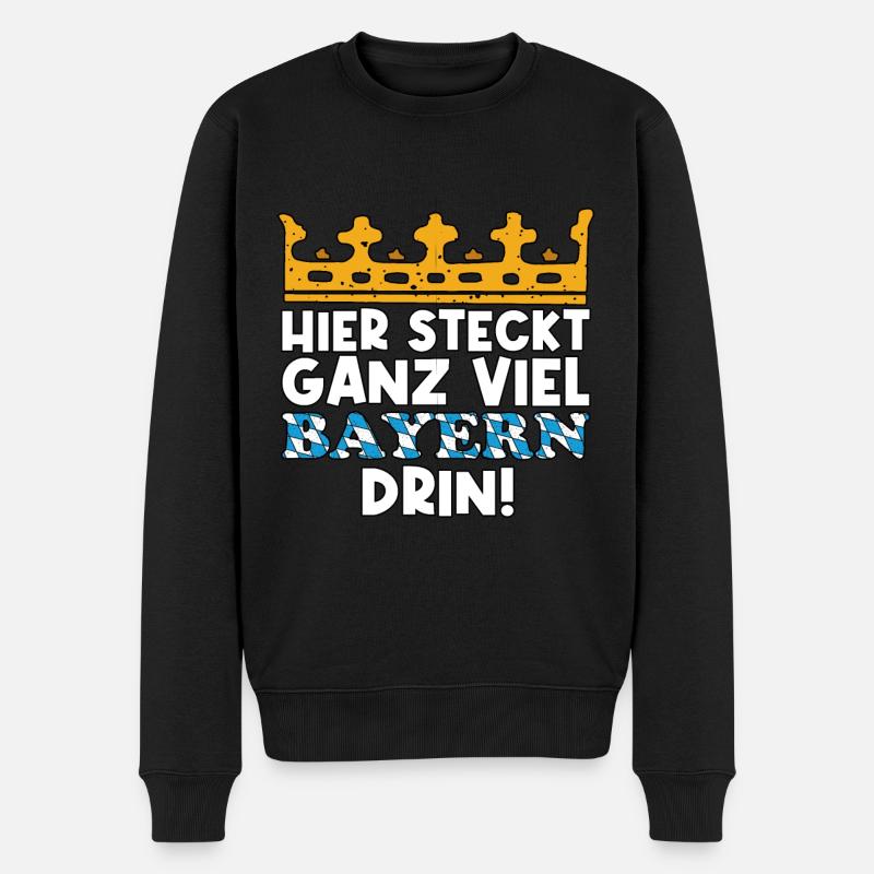 Bayern dahoam bayrisch Flagge Geschenkidee - Männer Premium Bio Pullover - Schwarz