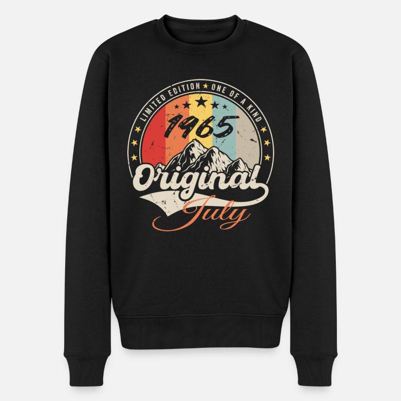1965 Juli - Geburtstagsgeschenk 1965 Juli - Männer Premium Bio Pullover - Schwarz