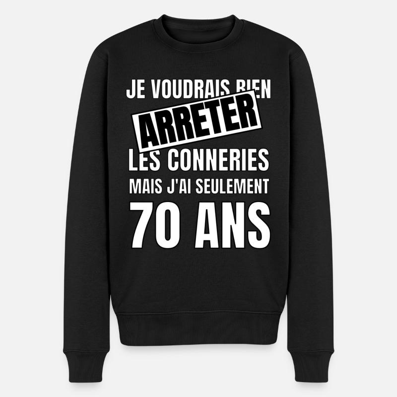 70 ans - Pull Premium bio Homme - noir