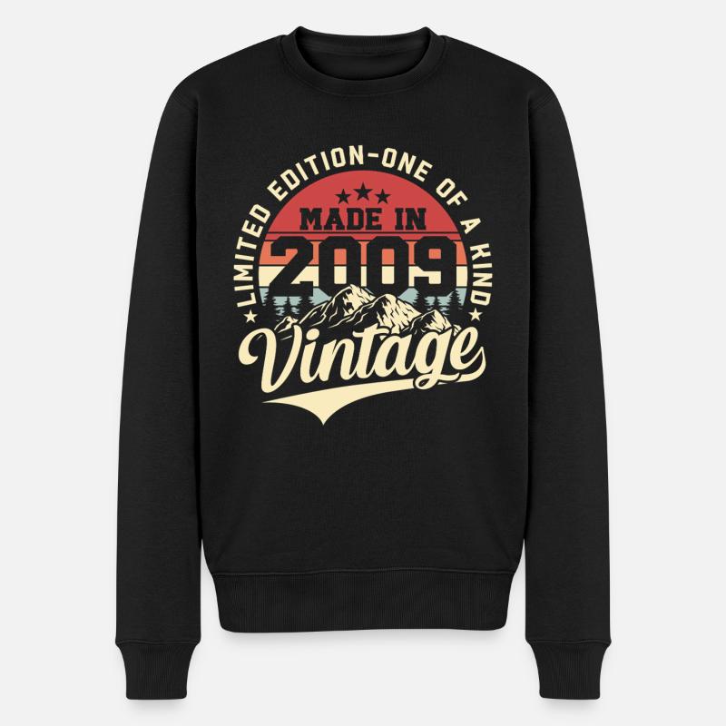 2009 Vintage Jahrgang Retro Geburtstag Geschenk - Männer Premium Bio Pullover - Schwarz
