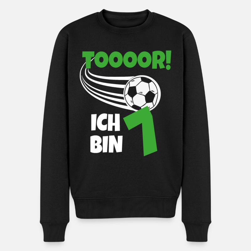 Fussballspieler Kindergeburtstag 7 Jahre - Männer Premium Bio Pullover - Schwarz