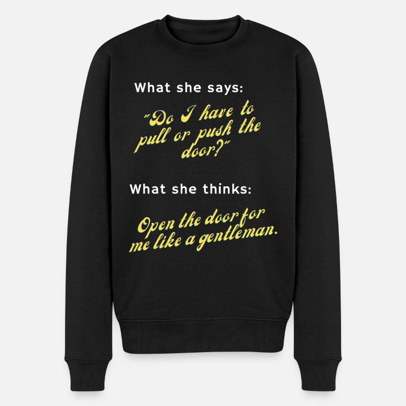 Ouvrez-le comme un gentleman! - Pull Premium bio Homme - noir