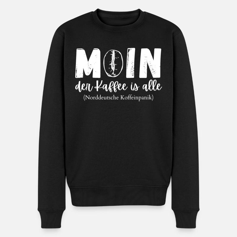 Moin der Kaffee is alle - Männer Premium Bio Pullover - Schwarz