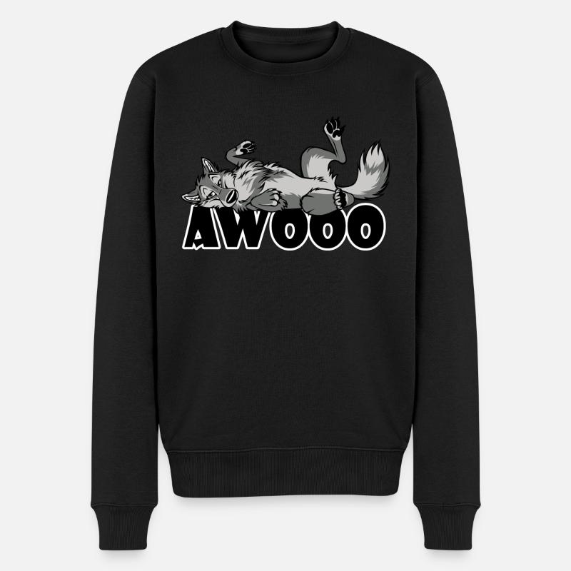 Awooo Lazy Feral - Männer Premium Bio Pullover - Schwarz
