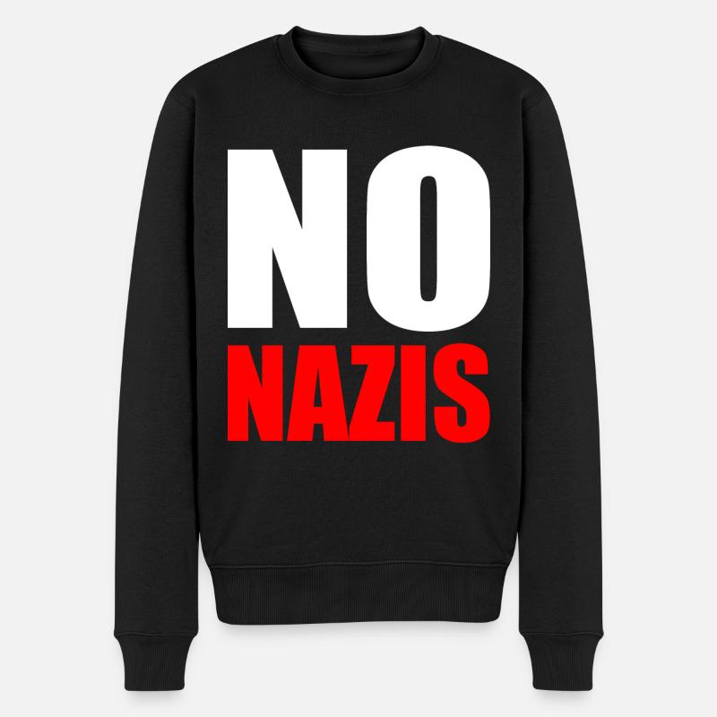No nazis - Männer Premium Bio Pullover - Schwarz