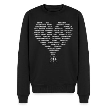 Weine Herzform - Grau - Männer Premium Bio Pullover - Schwarz - Vorne - Nico (187cm)