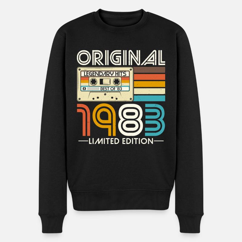 Jahrgang 1983 Vintage Geburtstag Retro Geschenk - Männer Premium Bio Pullover - Schwarz