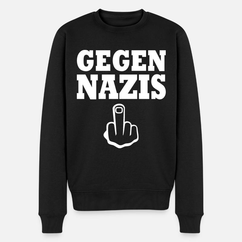 Gegen nazis - Männer Premium Bio Pullover - Schwarz