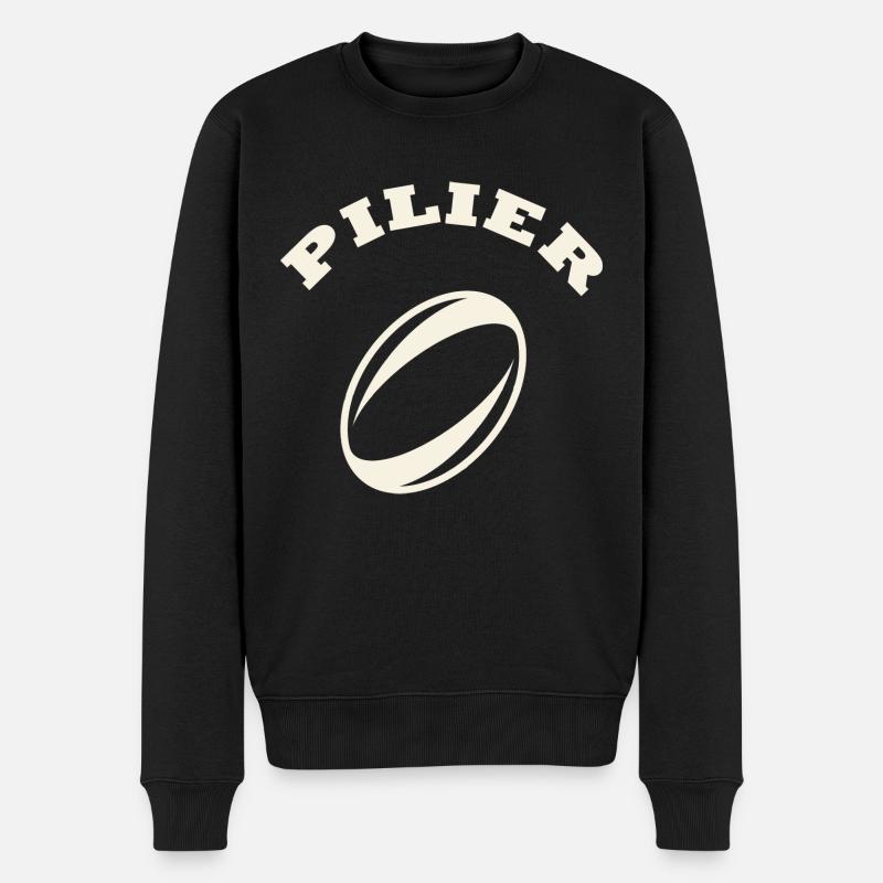 rugby position pilier - Pull Premium bio Homme - noir