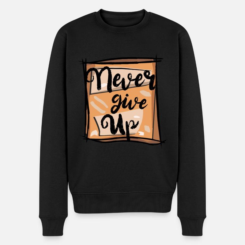 Never give up - N’abandonne jamais - Pull Premium bio Homme - noir