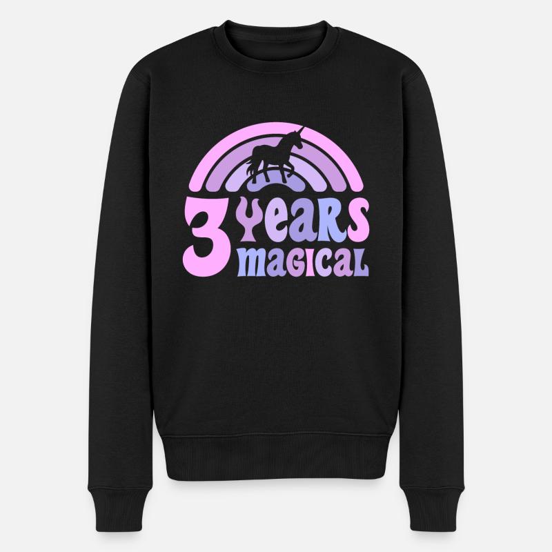 Geburtstag Mädchen 3 Jahre alt Kleines Einhorn - Männer Premium Bio Pullover - Schwarz