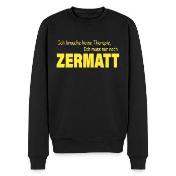 Therapie ZERMATT - Männer Premium Bio Pullover - Schwarz - Vorne - Nico (187cm)