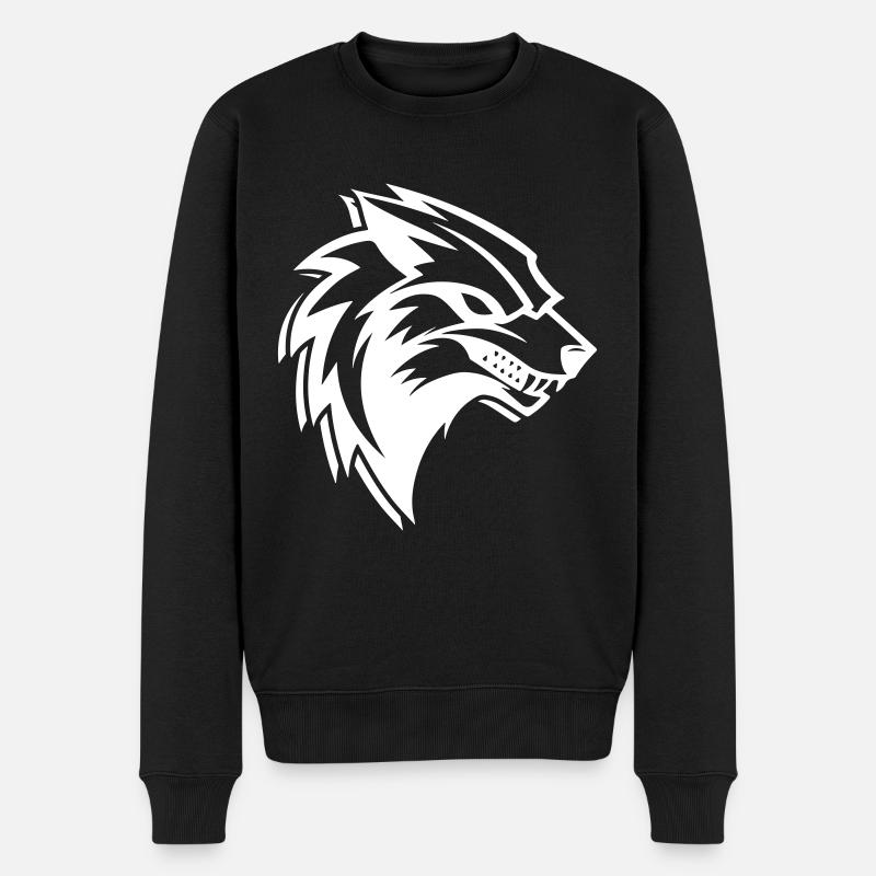 Wolf Logo - Männer Premium Bio Pullover - Schwarz