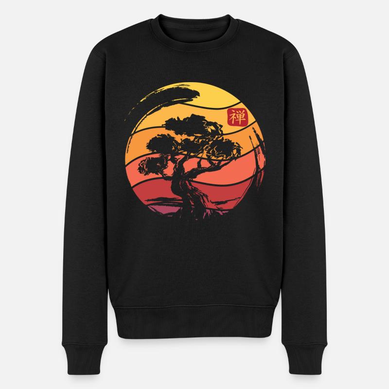 Japanischer Baum Pflanze - Männer Premium Bio Pullover - Schwarz