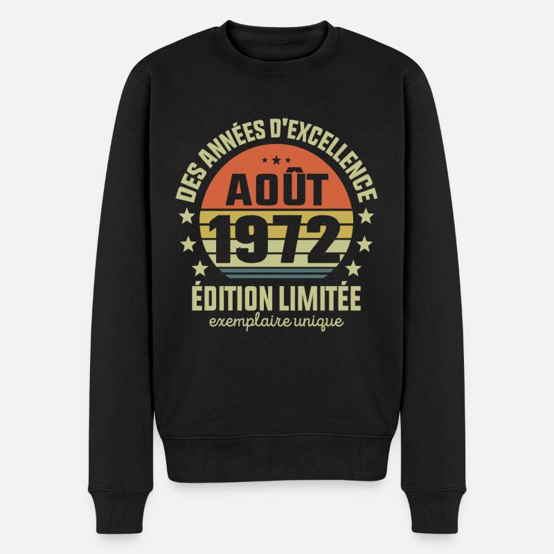 Anniversaire Millésime Fabriqué en Août 1972 - Pull Premium bio Homme - noir