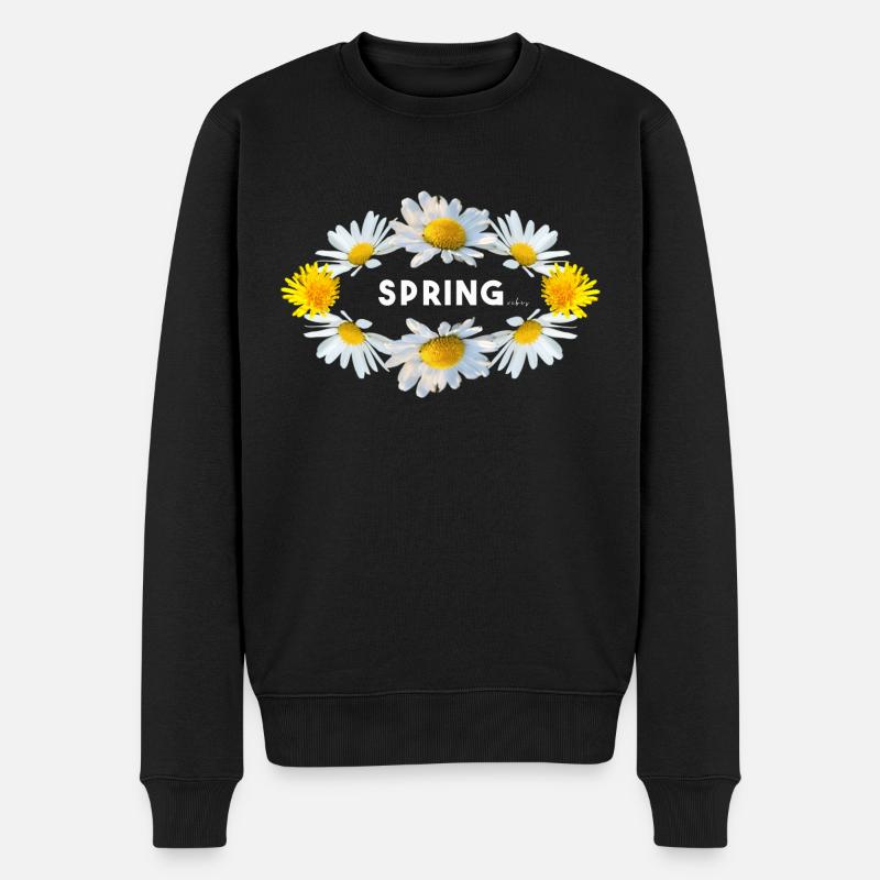 Spring Spring Vibes Flowers - Men's Premium Organic Jumper - black