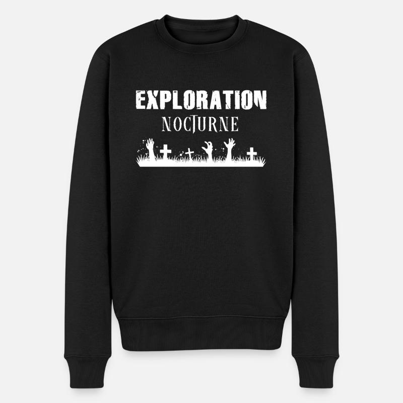 Exploration Nocturne - Blanc - Pull Premium bio Homme - noir