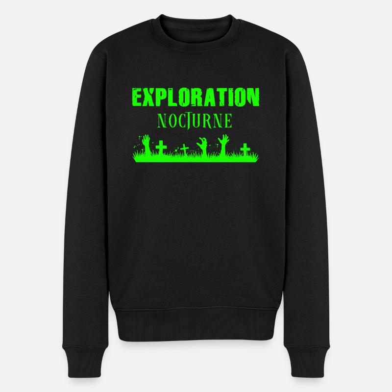 Exploration Nocturne - Vert - Pull Premium bio Homme - noir