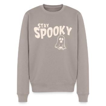 Bleib Gruselig Halloween Geist - Männer Premium Bio Pullover - Taupe - Vorne - Nico (187cm)