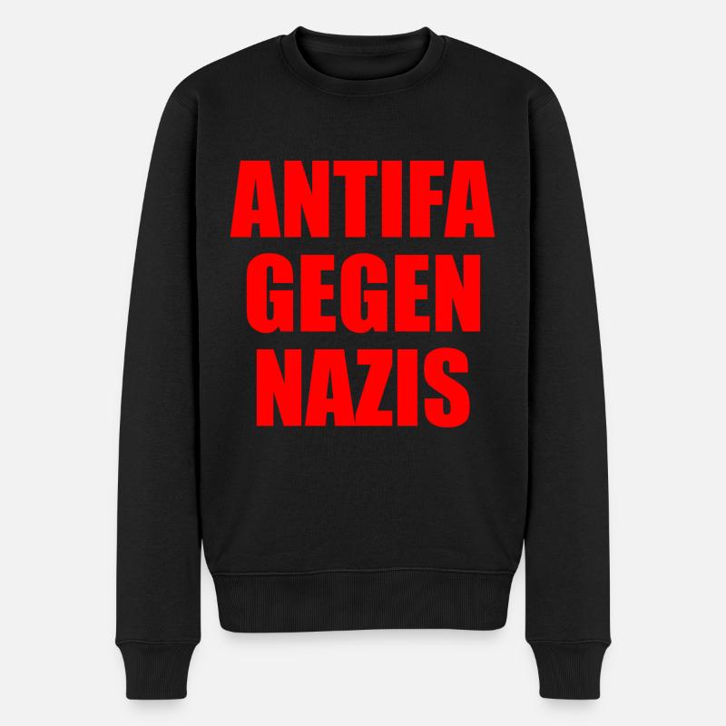 Antifa gegen nazis - Männer Premium Bio Pullover - Schwarz