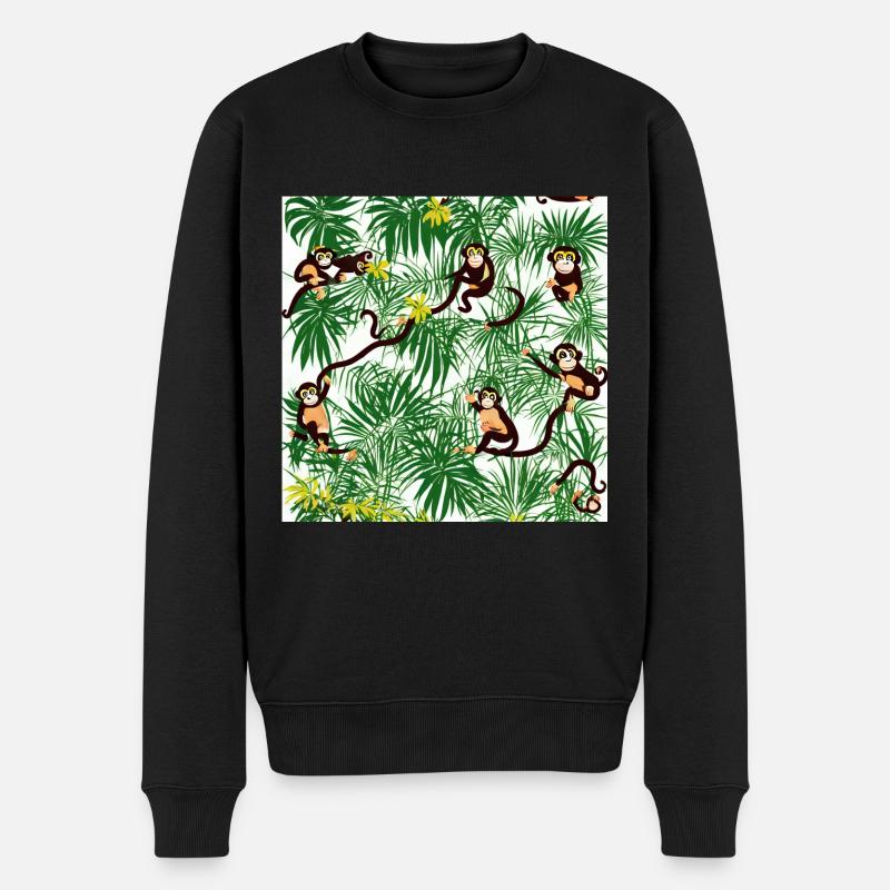 Affe im tropischen Regenwald - Männer Premium Bio Pullover - Schwarz
