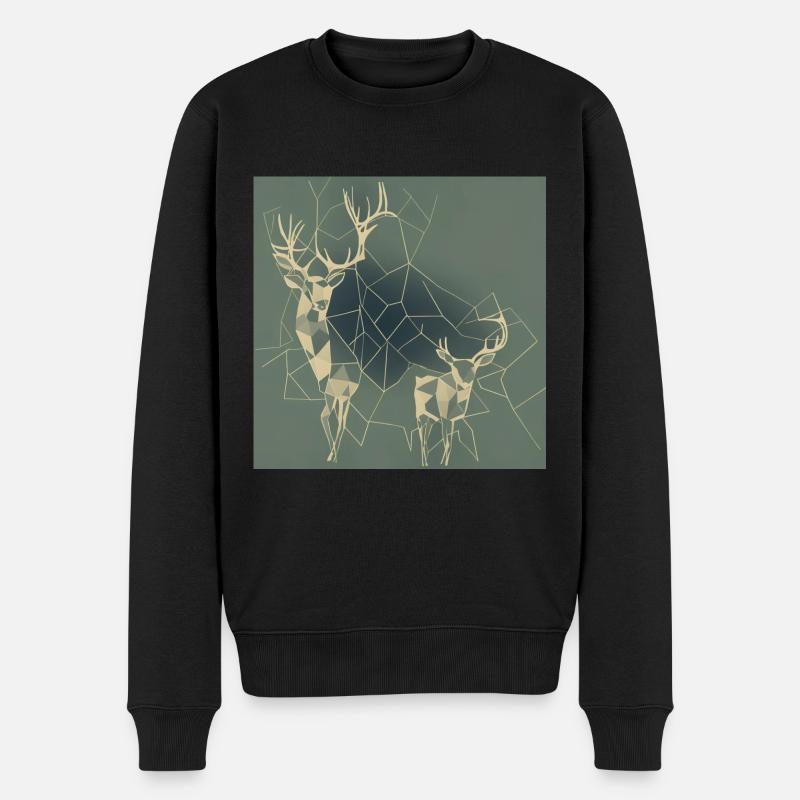 Cerfs de chevreuil géométriquement - Pull Premium bio Homme - noir