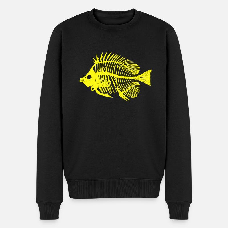 Fisch neongelb - Männer Premium Bio Pullover - Schwarz