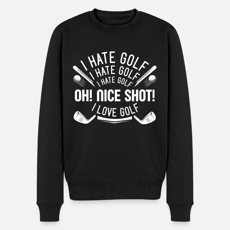 I Hate Golf - Männer Premium Bio Pullover - Schwarz