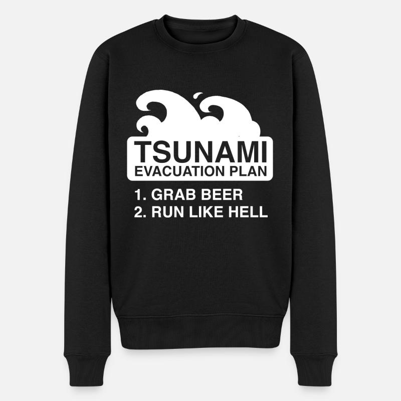 Tsunami-Evakuierungsplan - Männer Premium Bio Pullover - Schwarz