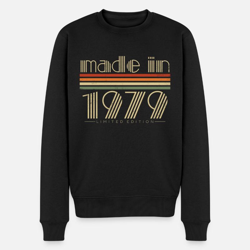 Vintage 1979 Retro Jahrgang Geburtstag Geschenk - Männer Premium Bio Pullover - Schwarz