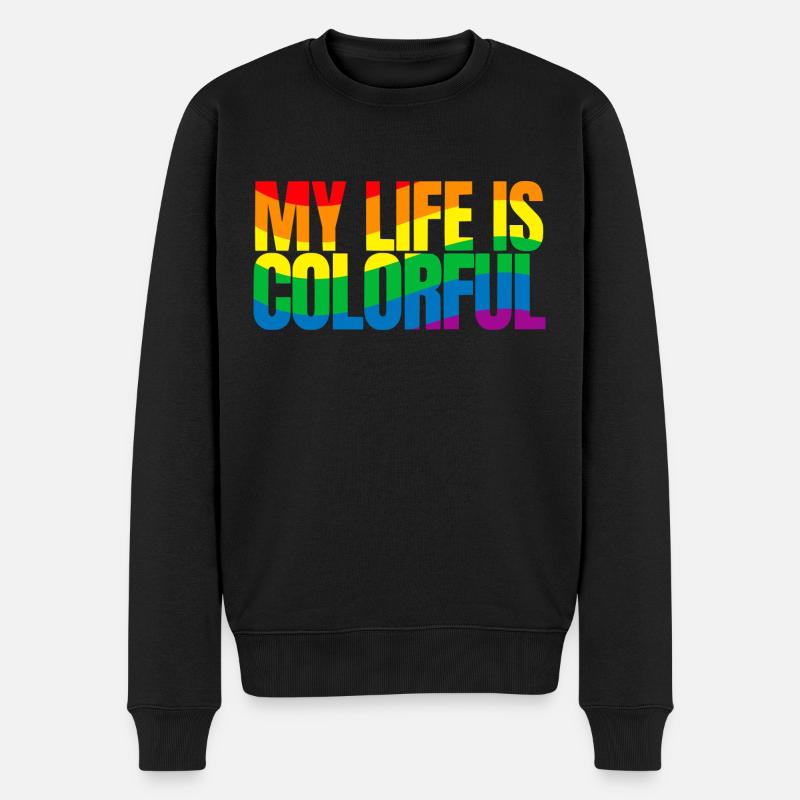 My life is colorful - Männer Premium Bio Pullover - Schwarz