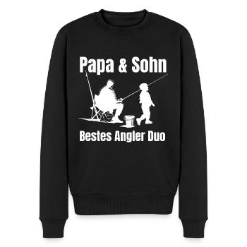 Angler Papa Sohn Fischer Angelpartner Angeln - Männer Premium Bio Pullover - Schwarz - Vorne - Nico (187cm)