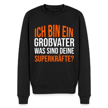 Ich bin ein Opa. Was sind deine Superkräfte? - Männer Premium Bio Pullover - Schwarz - Vorne - Nico (187cm)