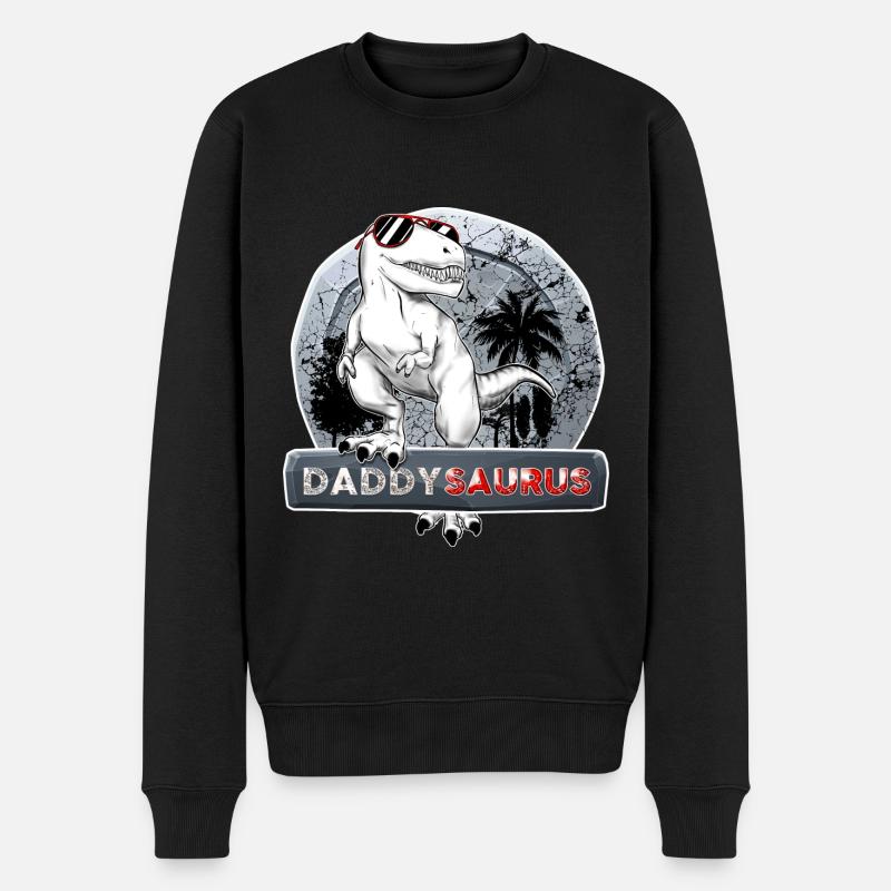 Daddysaurus Dinosaur Dad Funny - Men's Premium Organic Jumper - black