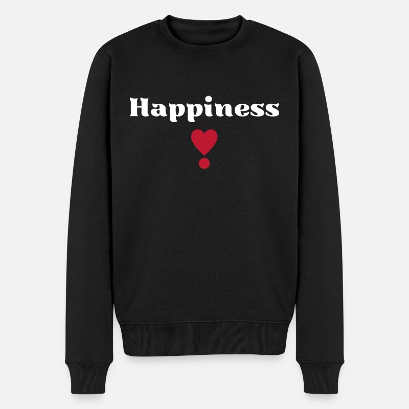 Happiness Glück Geschenkidee - Männer Premium Bio Pullover - Schwarz