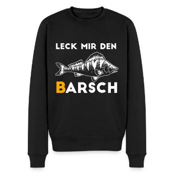 Leck mir den Barsch. Leck mich am Barsch. - Männer Premium Bio Pullover - Schwarz - Vorne - Nico (187cm)