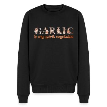 KNOBLAUCH IST MEIN GEISTERGEMÜSE - Männer Premium Bio Pullover - Schwarz - Vorne - Nico (187cm)