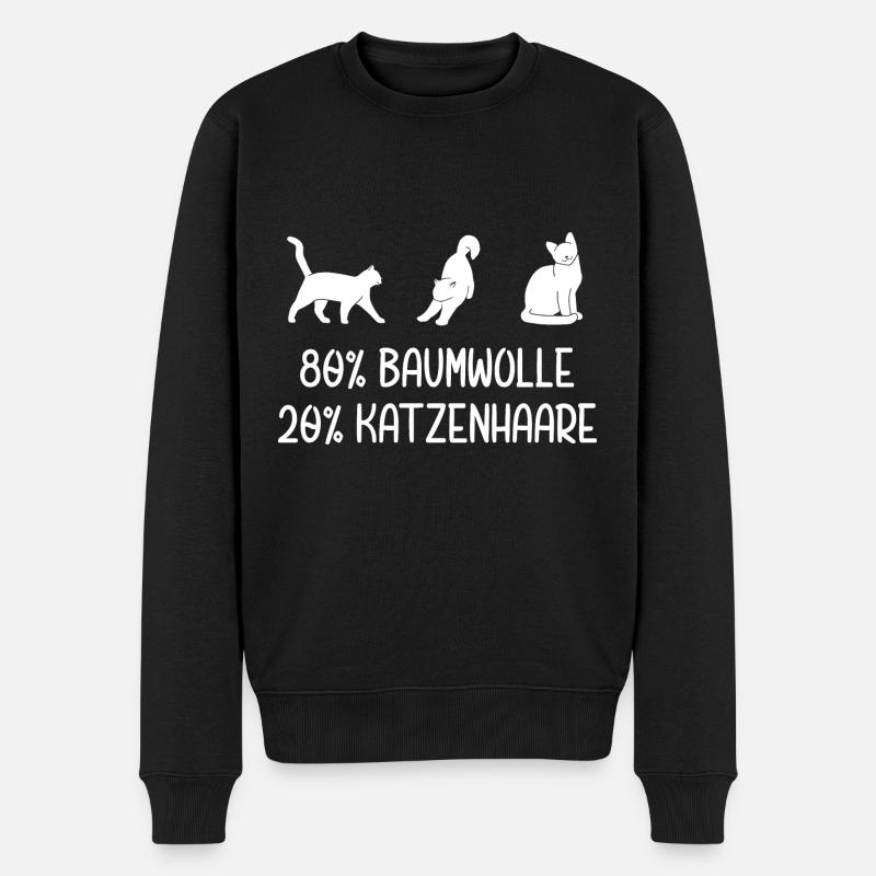 Katzenhaare Baumwolle Katzen Katze Prozent Lustig - Männer Premium Bio Pullover - Schwarz