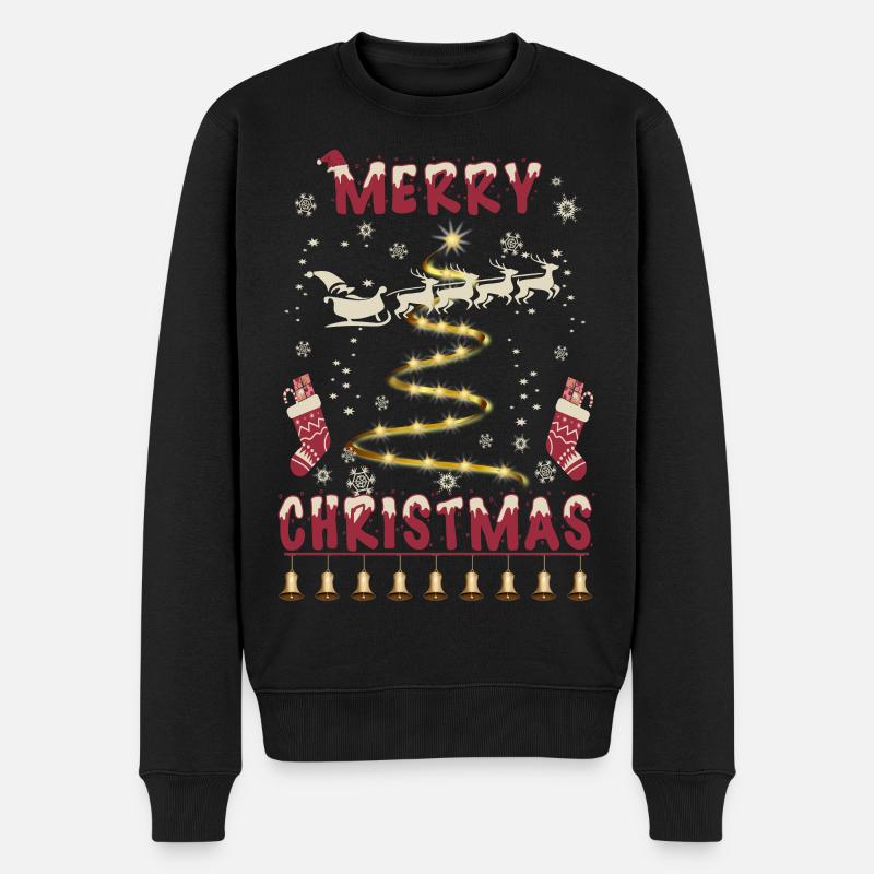 Frohe Weihnachten - Männer Premium Bio Pullover - Schwarz