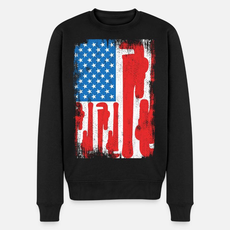 Installateur Drapeau des États-Unis - Pull Premium bio Homme - noir