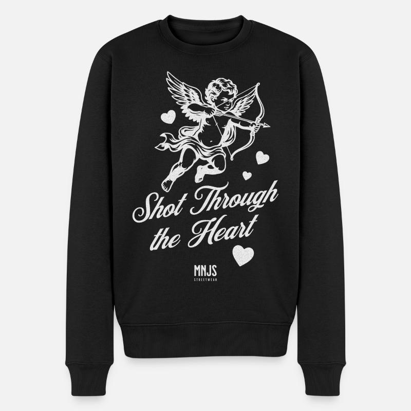 Herzschuss von Cupid - Männer Premium Bio Pullover - Schwarz