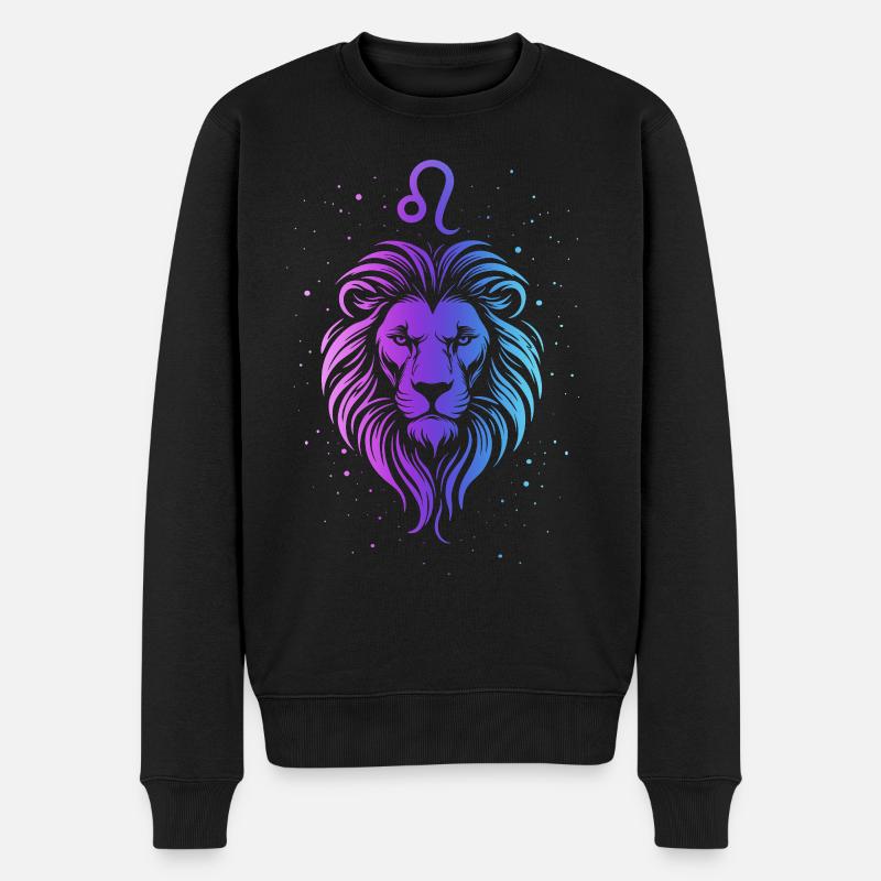 Lion – signe néon du zodiaque - Pull Premium bio Homme - noir