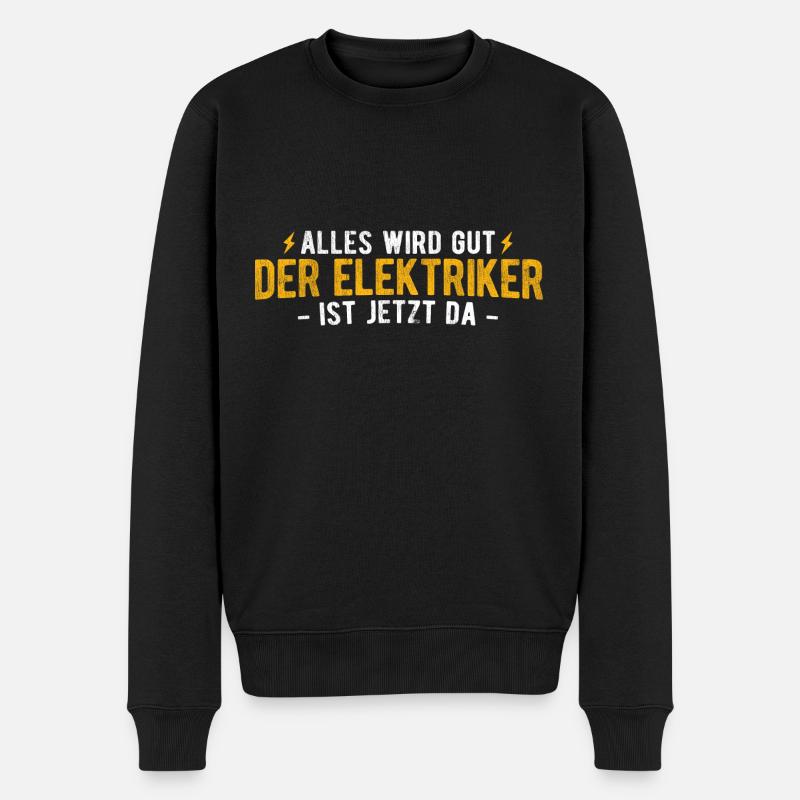 Elektriker Strom Elektrik - Männer Premium Bio Pullover - Schwarz
