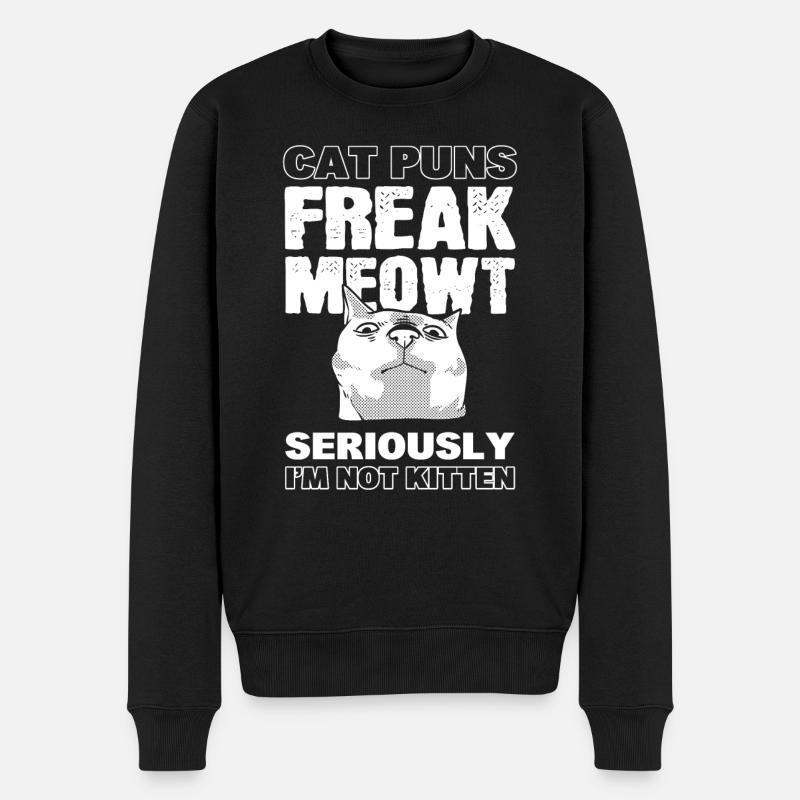 Chats Jeux de mots Amoureux des animaux - Pull Premium bio Homme - noir