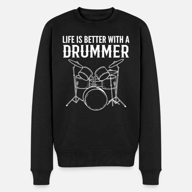 Drum Player Instrumentalist - Männer Premium Bio Pullover - Schwarz