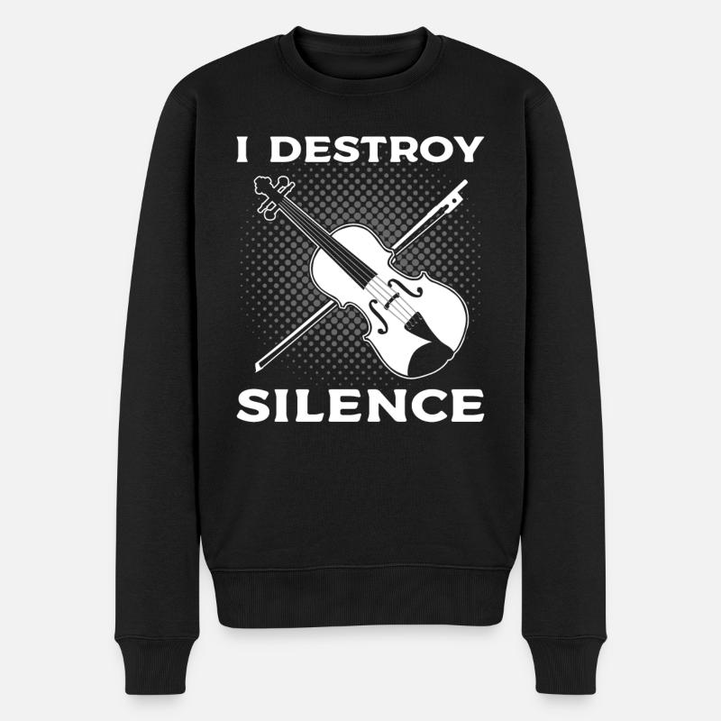 I Destroy Silence Violinist - Männer Premium Bio Pullover - Schwarz