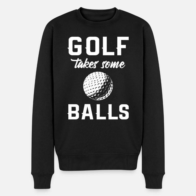 Lustiger Golfer Golfspieler - Männer Premium Bio Pullover - Schwarz