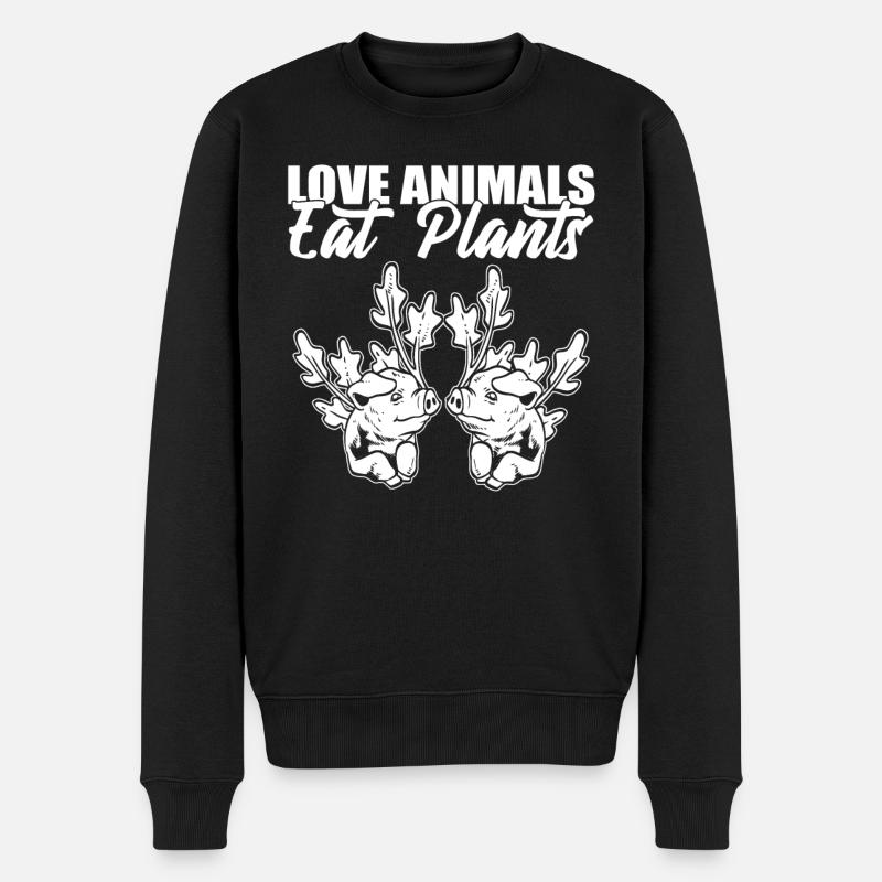 Love Animals Eat Plants Vegetarier - Männer Premium Bio Pullover - Schwarz
